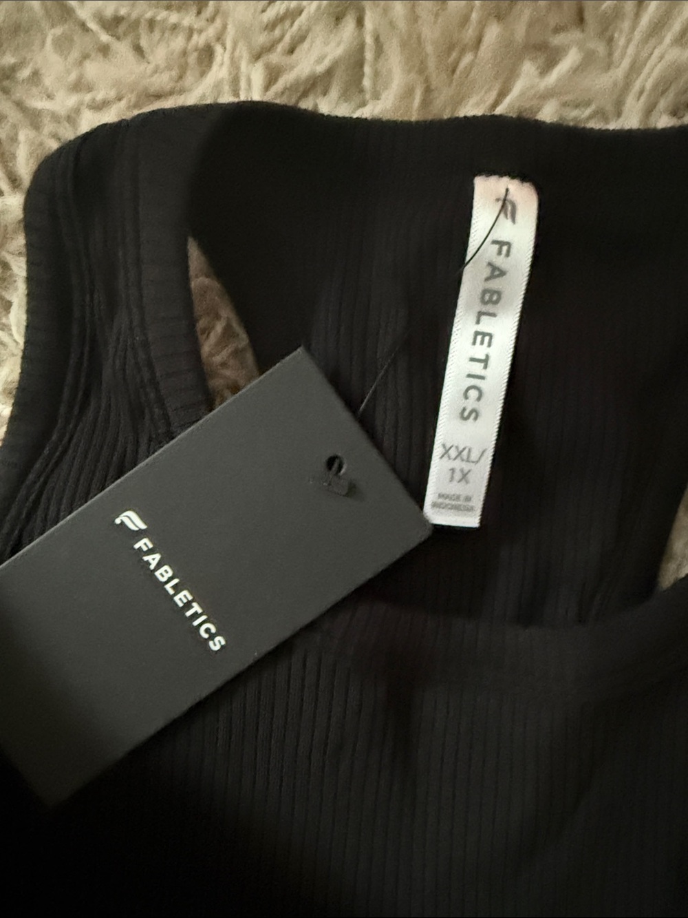 Fabletics Black Ribbed Racerback Tank Top - Picture 2 of 3